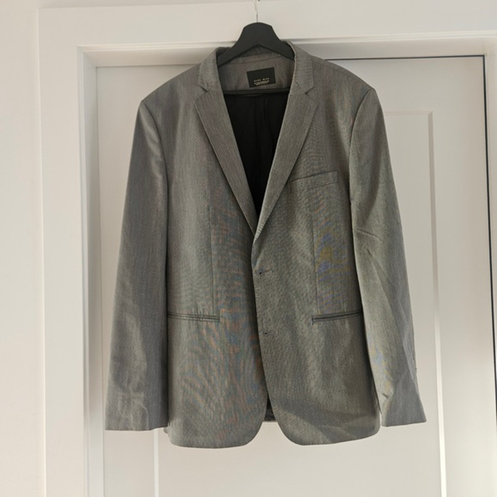 Men's Gray Single-Breasted Blazer